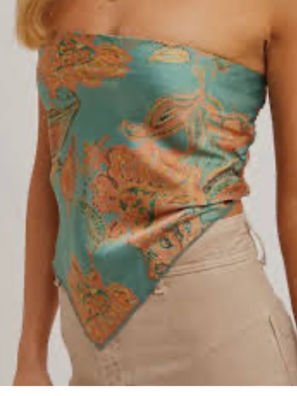 Bluivy Teal and Copper Paisley Handkerchief Camisole